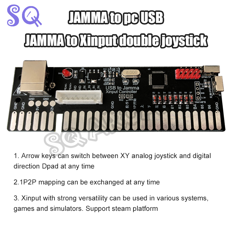 Coin Acceptor Selector - Contrôleur USB vers Jamma Xinput, Double