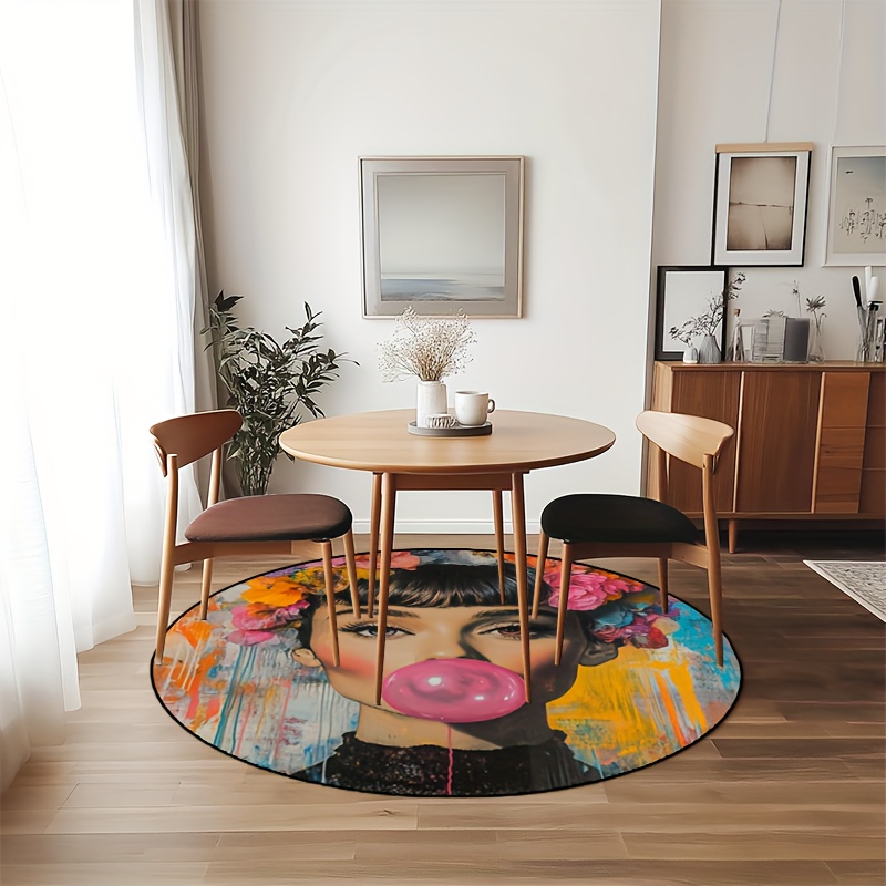 Tapis rond moderne Pop Art ave - Bubble Gum Machine avis et prix